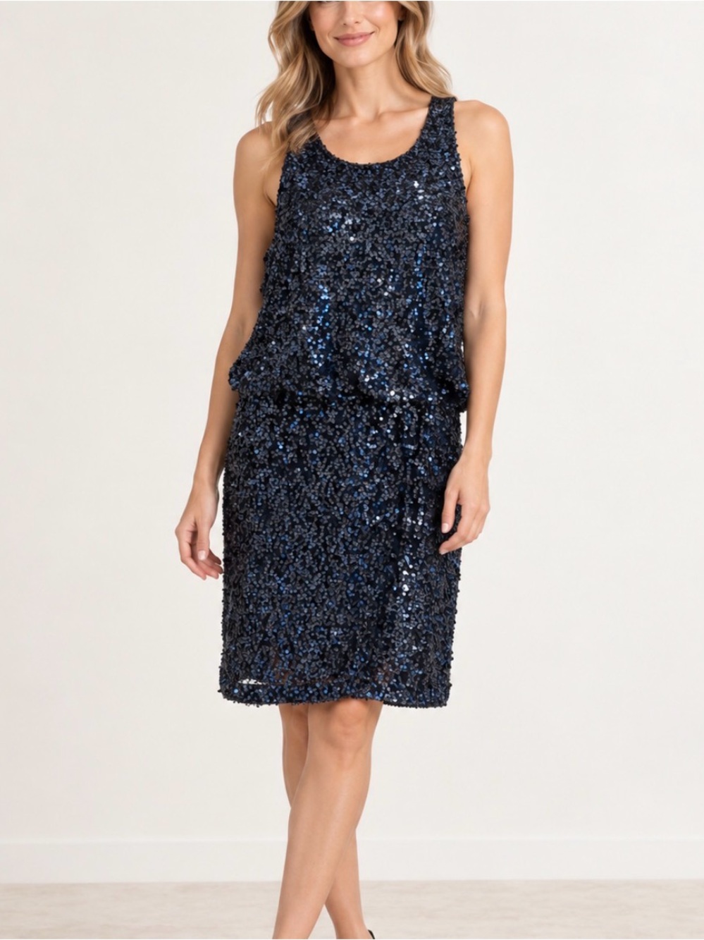 Jackie Jon NY Navy Sequin Tank Dress
